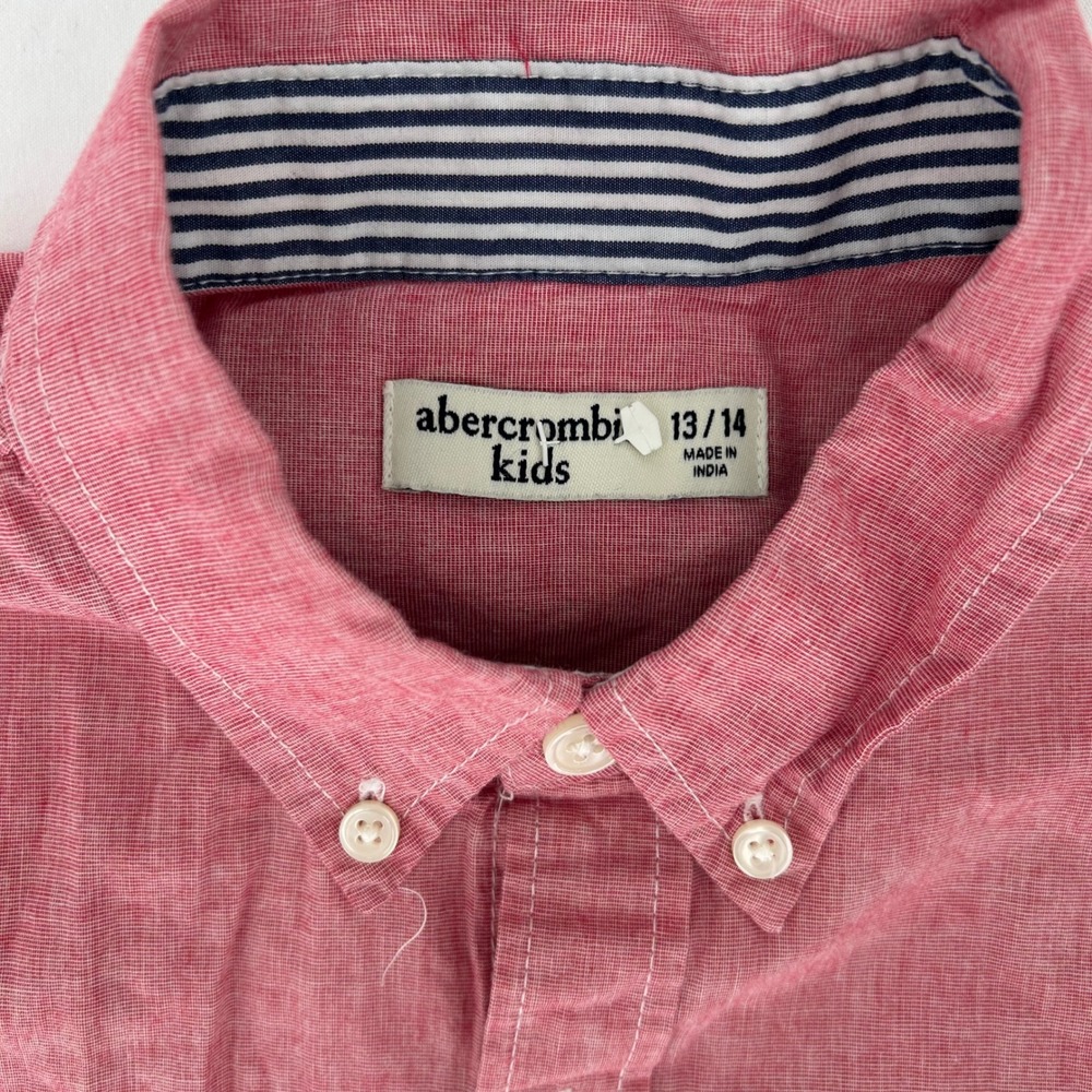 Abercrombie Kids Boys Button Down Shirt Red Size 13/14 Long Sleeve Casual - Picture 4 of 5